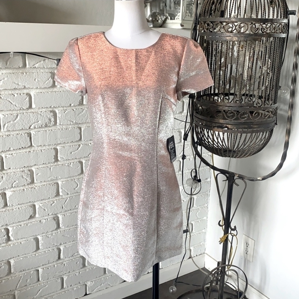 Shimmer & Chic: Express Rose Gold Metallic Dress Perfect to Shine! Sz 2
